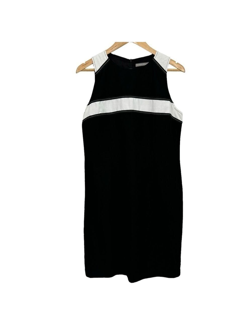 Tristan & Iseut Linen Blend Sheath Dress Sz 12 Black Classic Casual Capsule VGUC